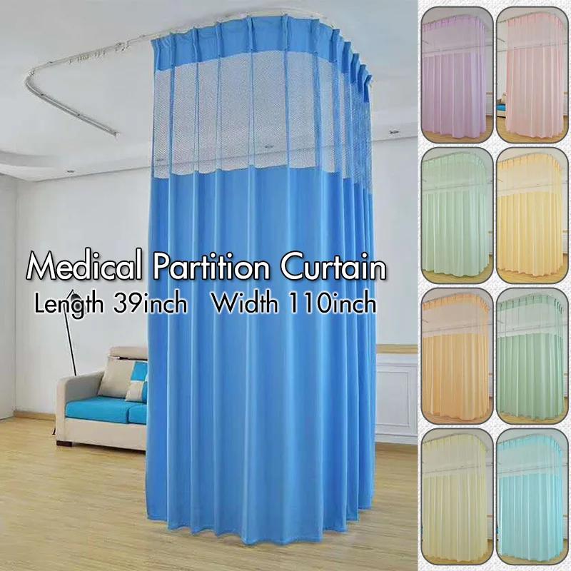 Hospital Bed Divider Cubicle Curtain Professional Medical Privacy Curtain with Grommets Flame Resistance Pure Color